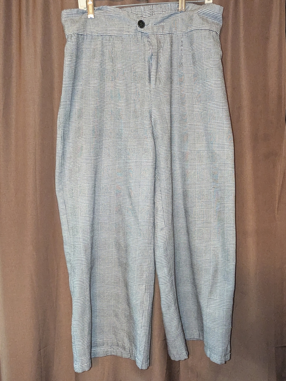 Plaid High-Waist Wide-Leg Women’s Pants - Gray